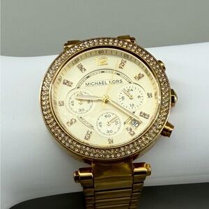 Michael Kors Gold Crystal Embellished Chronograph Watch